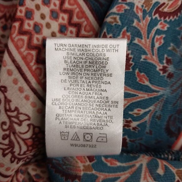 Wallflower Blue Floral Sheer Open Front Kimono Arm Holes Size Large - Picture 11 of 12